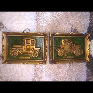 Vintage Automobile Wall Plaques Packard 1914 & REO 1905
